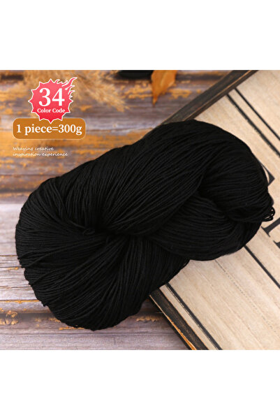 Choice 34 خيط صوف ألبكة أسود بوزن 300 غرام، متوفر بألوان متعددة اختيارية، يست...