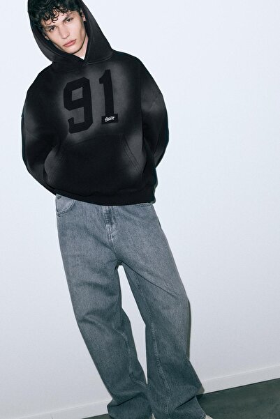 Pull & Bear Siyah kapüşonlu sweatshirt STWD 91