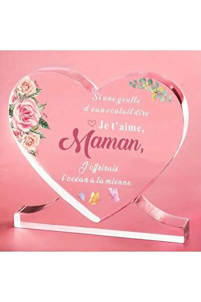 Choice 2D Flat Acrylic Mother'S Day Plaque with Floral Design - "Je t'aime, M...
