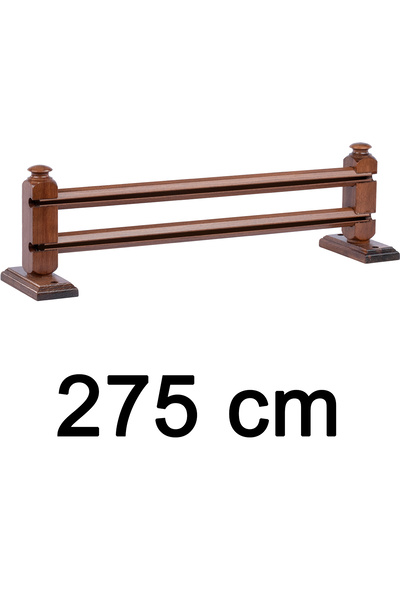 Perdejim Ceviz 275 cm Çetray Çift Raylı Rustik Perde Askısı S Pile ve Kornişl...