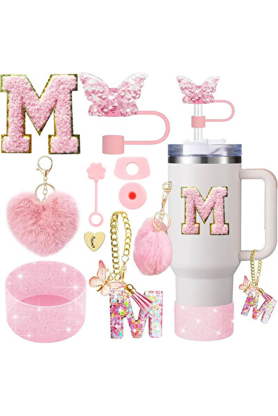Choice M-heart pink-9pcs 9PCS Cup Accessory Set for Stanley 30oz 40oz Butterf...