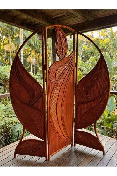 Bambu Bahcem Endonezya Doğal Rattan Paravan 3 Kanatlı 165x180 cm - Dekoratif ...