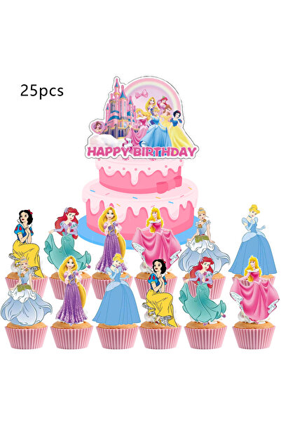 Miniso 25pcs 25pcs Disney Princess Cake Topper、Cupcake Toppers,Princess Birth...