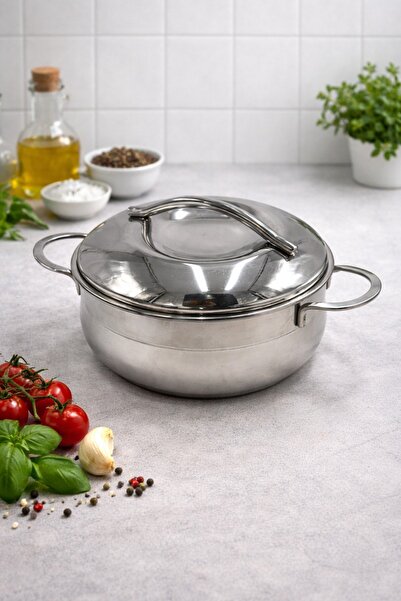 KAMPANYALI Outlet Stainless Steel Deep Pot 18×10 cm |   2.55 Lt Steel Pot wit...