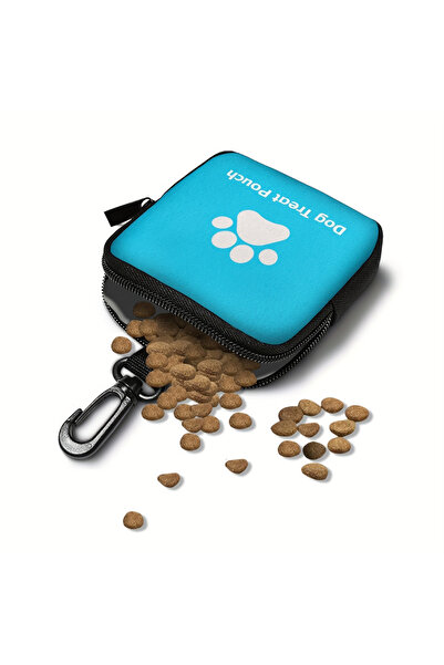 Choice Blue Small Dog Food Bag PU Leather Paw Print Dog Treat Pouch Waterproo...
