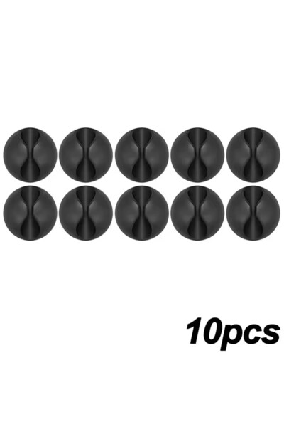 Choice 10x Black Mini Cable Winder Organizer USB Charging Cable Clips Desk Ti...