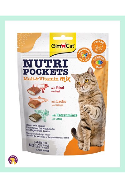 Gimcat Nutri Pockets Kedi Ödülü – Malt, Vitamin & Omega 3-6 (150 Gr)