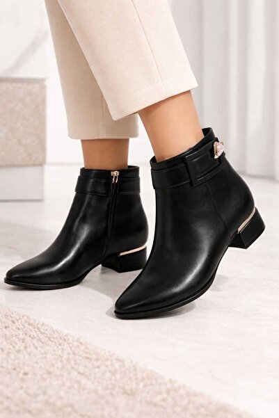 NiceDiffer Women's Black Low Heel Casual Boots