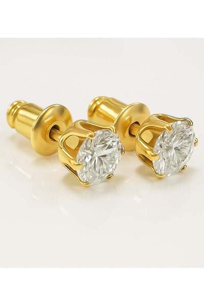 earss Diamond Birth Stone April Gold Stud | Stainless Steel | 18K Gold Plated