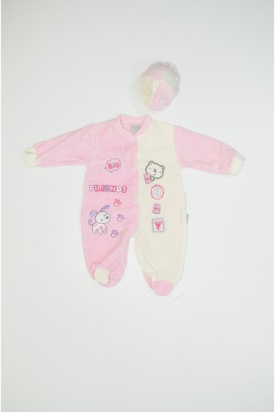 Baby Slon Kids Clup Kışlık kadife frıend nakışlı şapkalı full çıtçıt kapamalı...