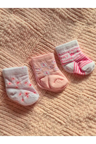 fındık bebe Baby Girl Socks 3-Piece Set 0-3 Months Old Newborn Baby Socks 3-P...