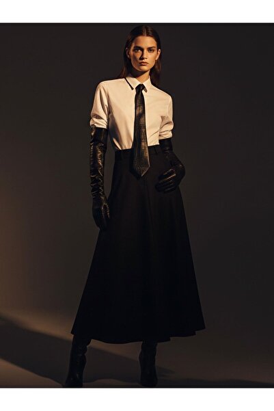 RİVUS Crocodile Leather Tie - Black