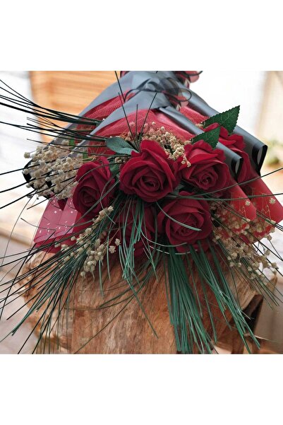 AHİRA Solmayan Aşk Gülü 5 li Gerçek Görünümlü Gül Buketi Kişiye Özel Not Sevg...