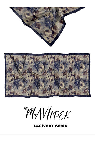 Mavi İpek شال قطني ناعم باللون الأزرق الداكن سلسلة D11