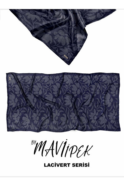 Mavi İpek شال قطني ناعم باللون الأزرق الداكن سلسلة D2