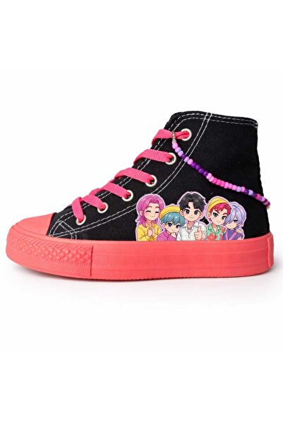 lias desing Saja Boyss Black Pink Sole Accessory Detailed Girls' Sports Shoes...