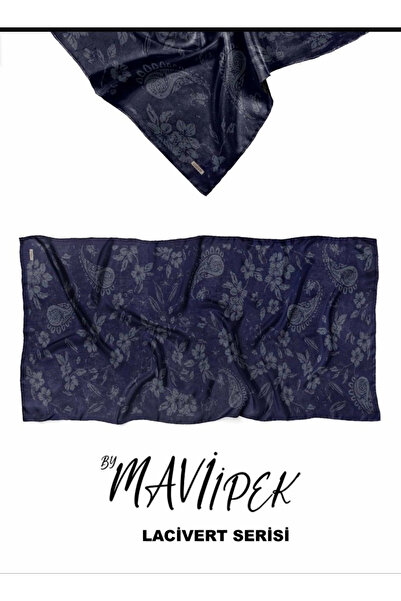 Mavi İpek شال قطني ناعم باللون الأزرق الداكن سلسلة D6