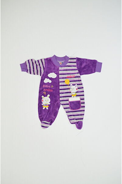 Baby Slon Kids Clup Kışlık kadife balon nakışlı full çıtçıt kapamalı patikli ...