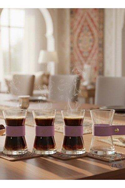 ALFAHA كوب قهوة زجاجي فاخر خالٍ من الرصاص - بنفسجي