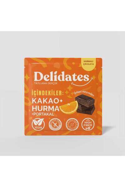 Delidates Portakallı Hurmalı Bitter Çikolata | Şekeri Meyveden