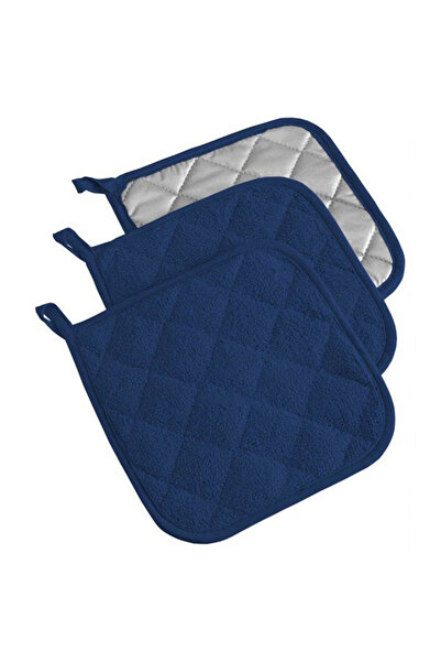 Choice Blue 3Pc Pot Holders Heat Resistant Potholders Cotton Hot Pot Pad Firm...