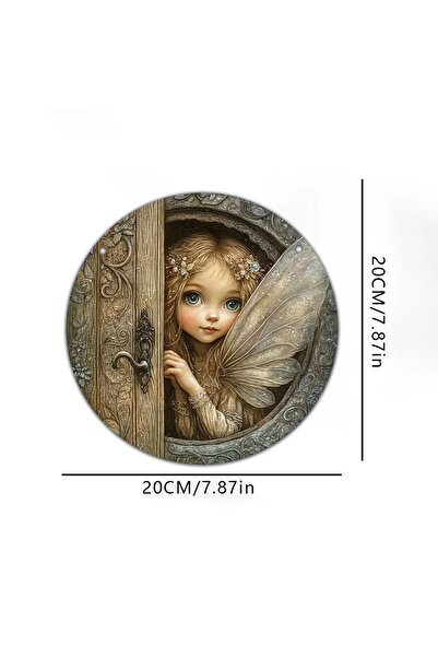 HELLOYOUNG 20x20cm TYA32107 2D Enchanted Fairy Door Wall Art Metal Peeking Fa...