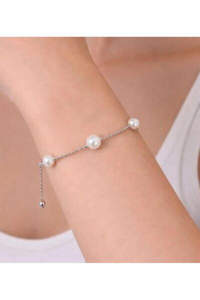 Store Tarnish-Free Steel Pearl Bracelet - Adjustable Size Dorica Chain Luxury...