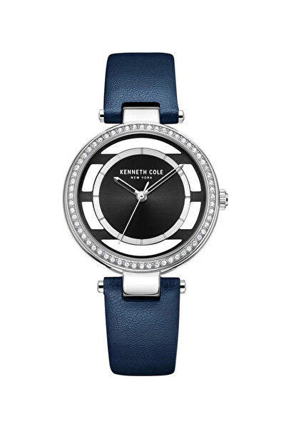 Kenneth Cole New York Black Dial and Blue Leather Strap Watch For Women