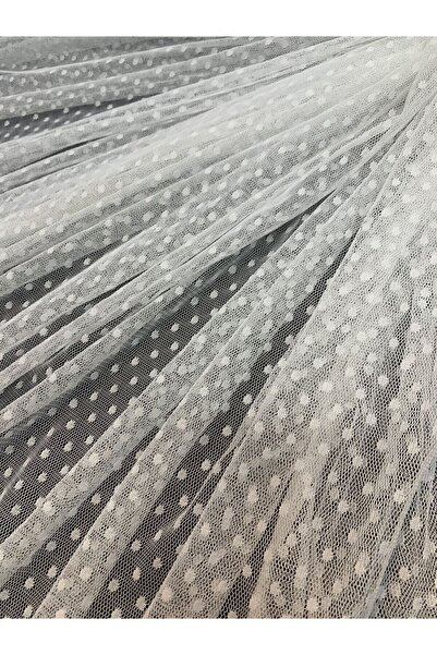 Yiğit Kumaş Ύφασμα δαντέλας από τούλι πουά - Λευκό χρώμα