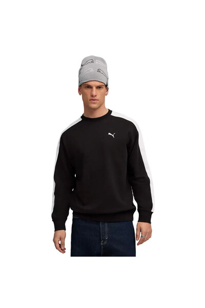 Puma T7 Relaxed Crew Erkek Siyah Sweatshirt 63343301