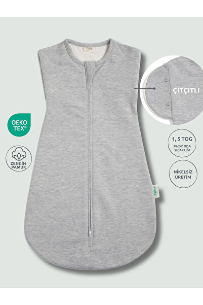 Zuppers Double Layer Cotton Baby Swaddle Romper - 1.5 Tog - Gray Melange