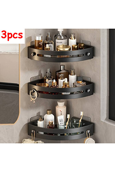 Choice Black-3pcs 3pcs/set Use adhesive corner shower rack in the bathroom! E...