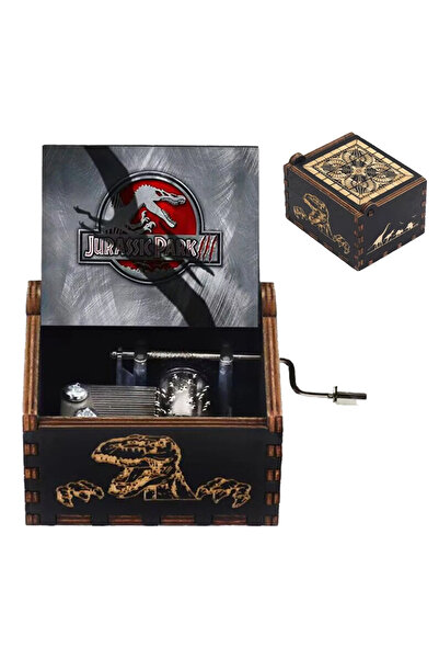 Jurassic Park 03 HOT Wooden Hand Crank Black Music Box Children's Holiday Gif...