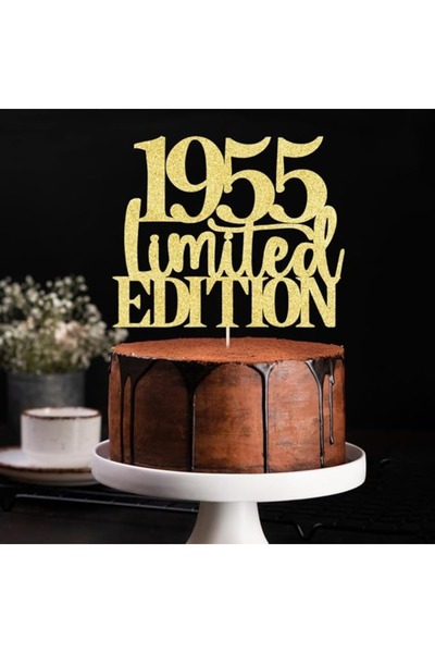 Choice Gold Limited EDITION 1955 Golden Glitter Cake Topper - Handmade 70th B...