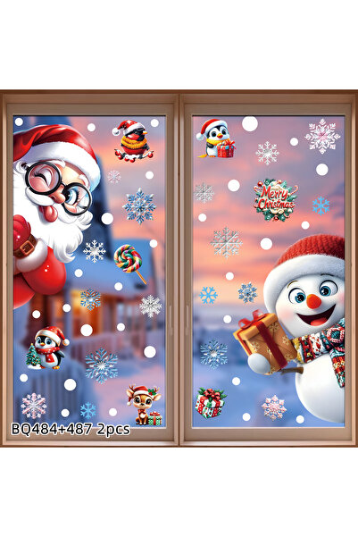 Choice XC 2PCS 2025 Christmas Static Window Clings - Gingerbread Man Snowman ...