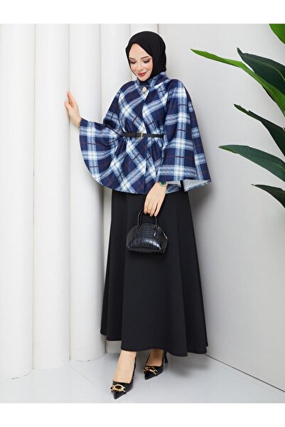 Imoda Kemer Detaylı Ekose Desen Şık Panço