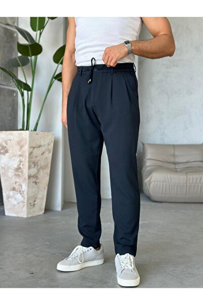 FO4RBS İp Pileli Jogger Pantolon Lacivert