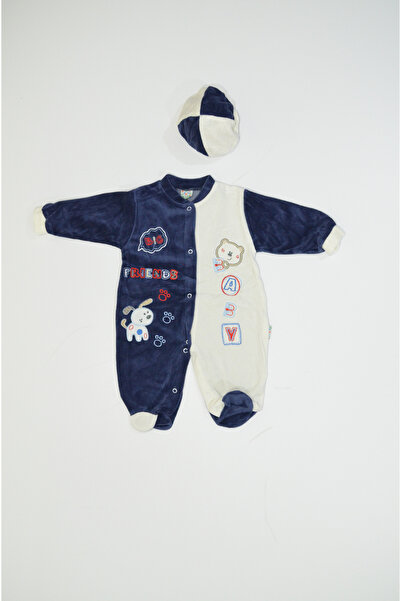 Baby Slon Kids Clup Kışlık kadife frıend nakışlı şapkalı full çıtçıt kapamalı...