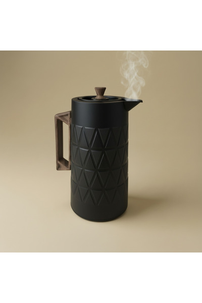 Generic 1L Plastic Insulated Thermos Bottle – Black Body with Wooden texture ...