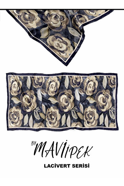 Mavi İpek شال قطني ناعم باللون الأزرق الداكن سلسلة D5