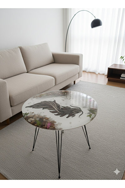 SHEKİLHOME Lazer Kesim Koi ve Doğal Taşlı Epoksi Sehpa