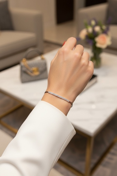 Utku Kuyumculuk 14 AYAR BEYAZ ALTIN SUYOLU MODELİ BİLEKLİK