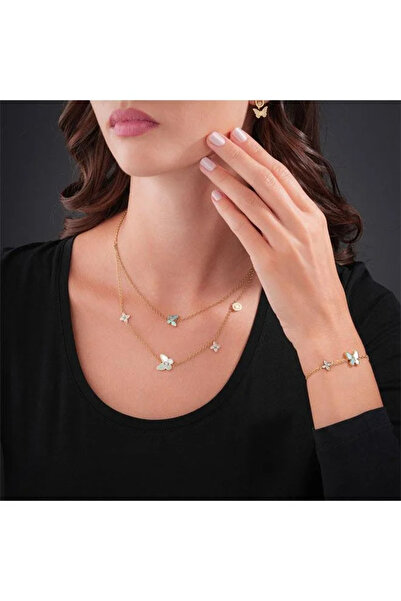 Cerruti 1881 طقم ماريبوسا.2 مطلي بالذهب ومرصع بعرق اللؤلؤ الأزرق، يتألف من قل...