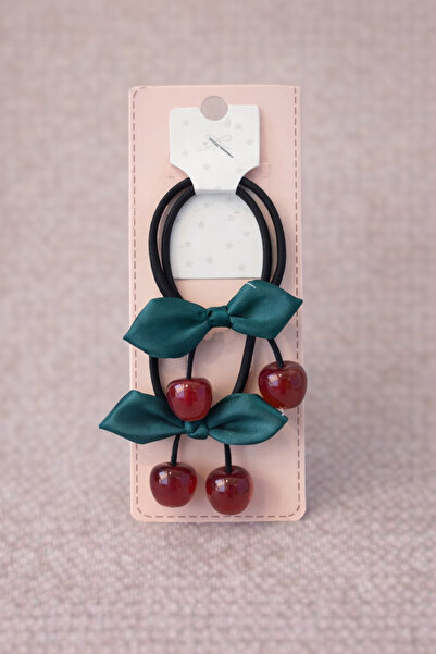 LİA CLİPS CO Girl's Cherry Figured Bow Rubber Buckle Set of 2