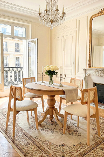 Woodenbend Rosense Natural Ahşap Açılır Masa Takımı 100x100–130 cm 4 Sandalye...