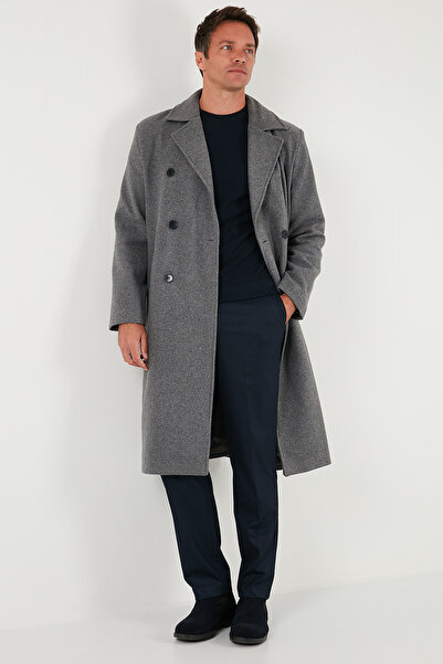 Buratti Loose Fit Kruvaze Yaka Uzun Astarlı Kaşe Kaban Erkek KABAN 681003