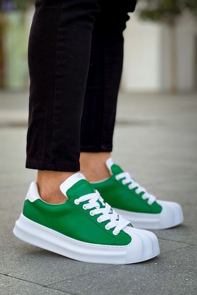 Lucy Shoes حذاء رياضي رجالي يومي من الجلد برباط من YG2411 Artenay CBT - أخضر