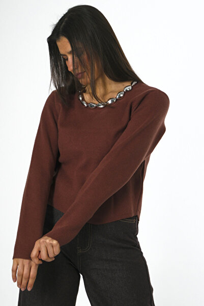 ABBRA Women's Beaded Collar Knit Sweater