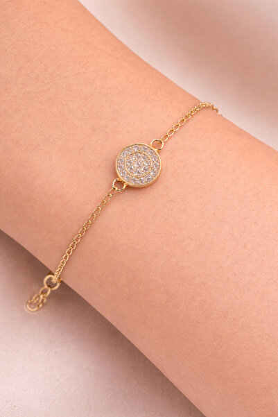 femline Gold Color Round Shiny Stone Elegant Bracelet