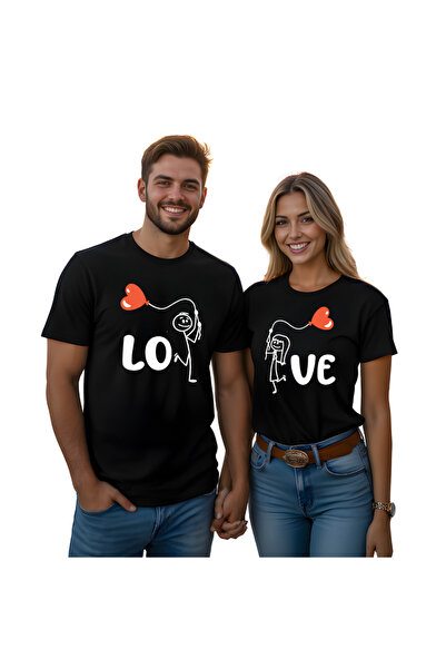 PRINTSHOP4ME Valentine's Day Couple T-Shirts – Matching Round Neck Short Slee...